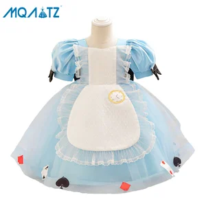 MQATZ Hot Sale Kids 3 Years Old Costume Little Princess Party Dress Blue Color Girl Movie Cosplay for Girls