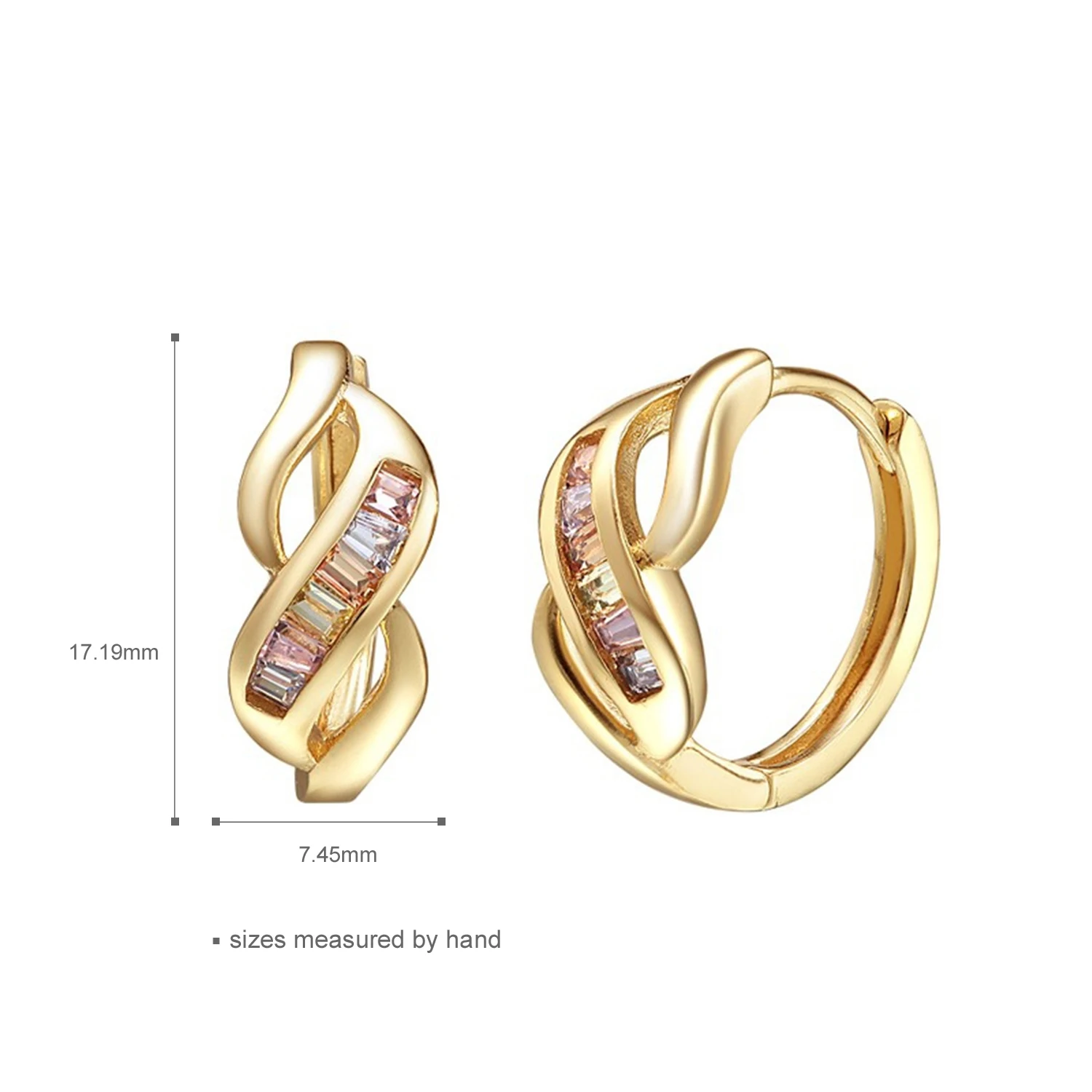 Luxury Earring 925 Sterling Silver 18k Gold Plated Double Loop Twisted S-Shape Women CZ Earring Hoop(图5)