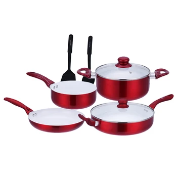 Top Quality Cookware Set Aluminum Kitchenware round milk pan   Non Stick ceramic coating with bakelite handle with red color