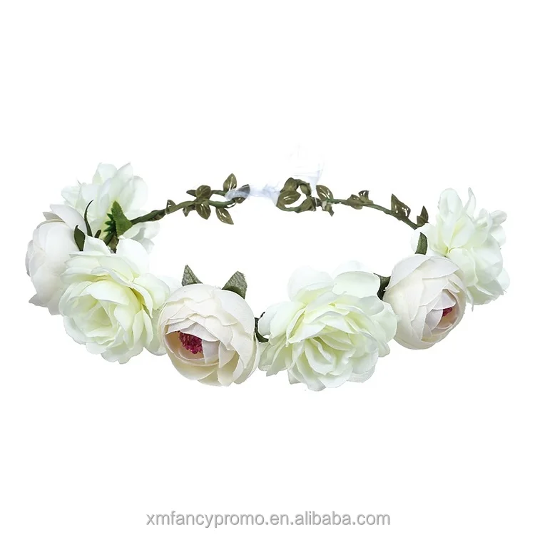 Rose Flower Fabric Headband Crown Wedding Headpiece Handmade Hair Band for  girl