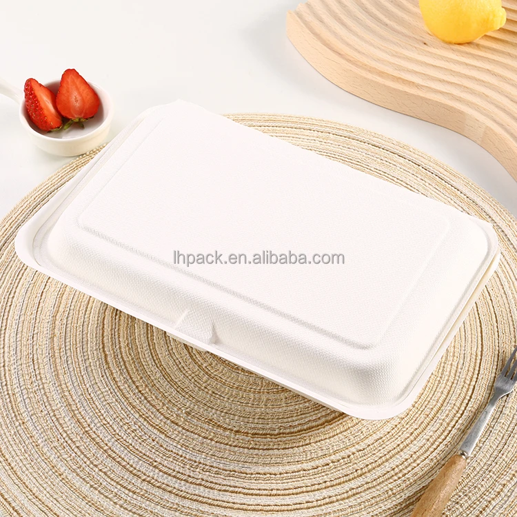 Disposable Sugarcane Bagasse Lunch Box 1000ml Eco Friendly ...