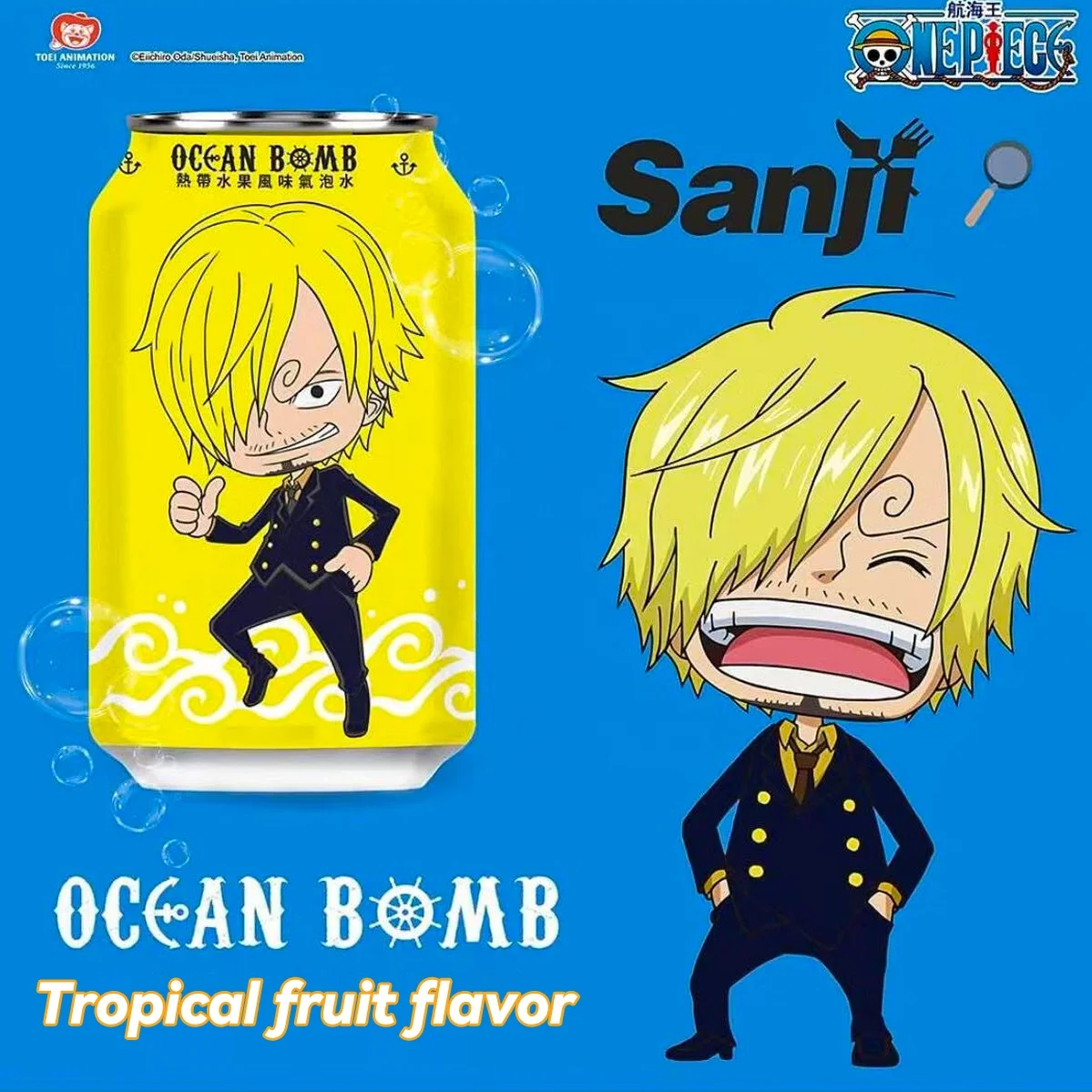 One Piece Joint Name 330ml QDOL Ocean Bomb Soda Soft Drink Carbonated Drinks