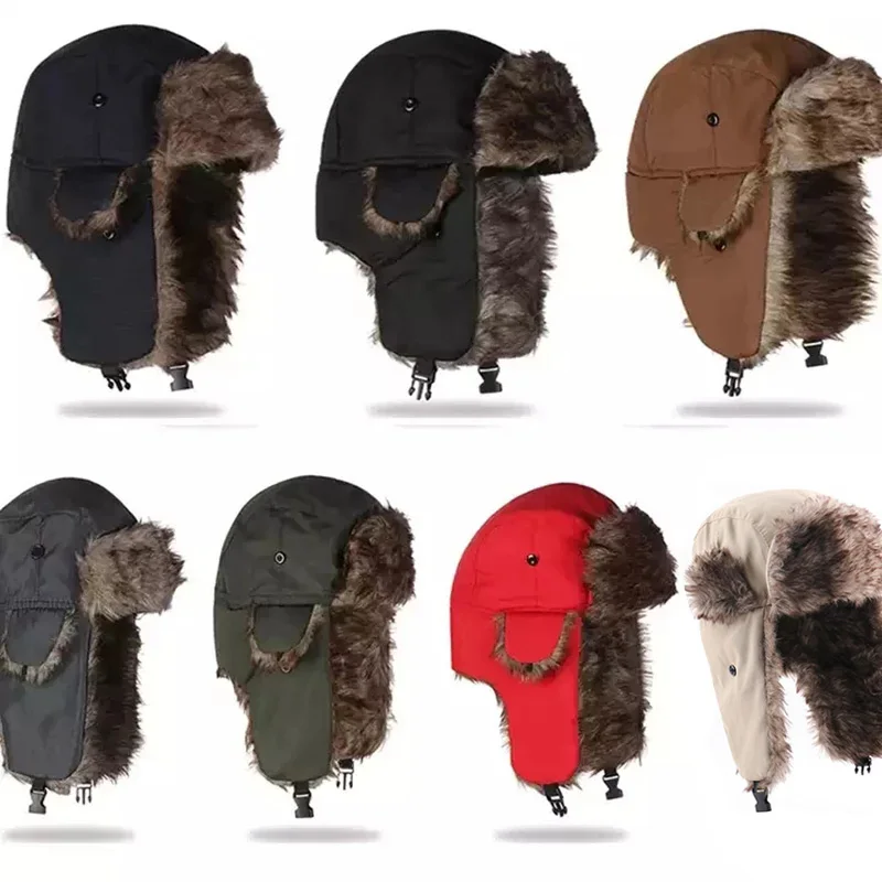 Winter Trapper Hat Ushanka Trooper Aviation Hats for Men Women display picture 2