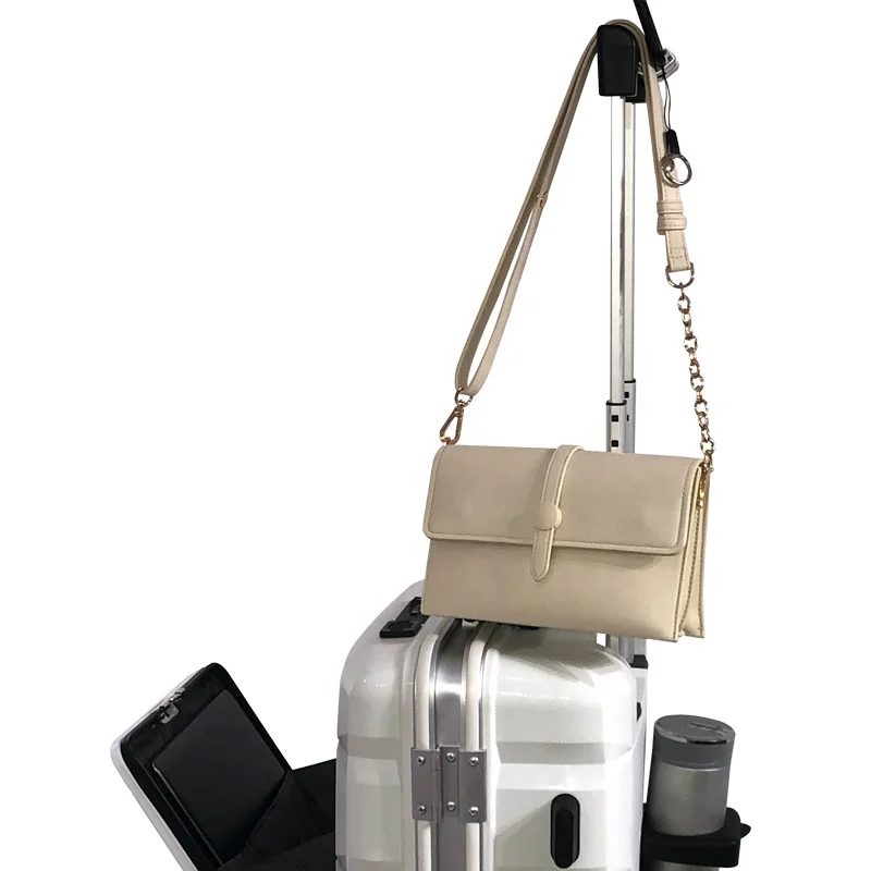 SJPP001 Multifunctional Front Open Luggage With Laptop Phone Cup Holder Trolley Travel Roller Bags 20 Inch Business Suitcase USB