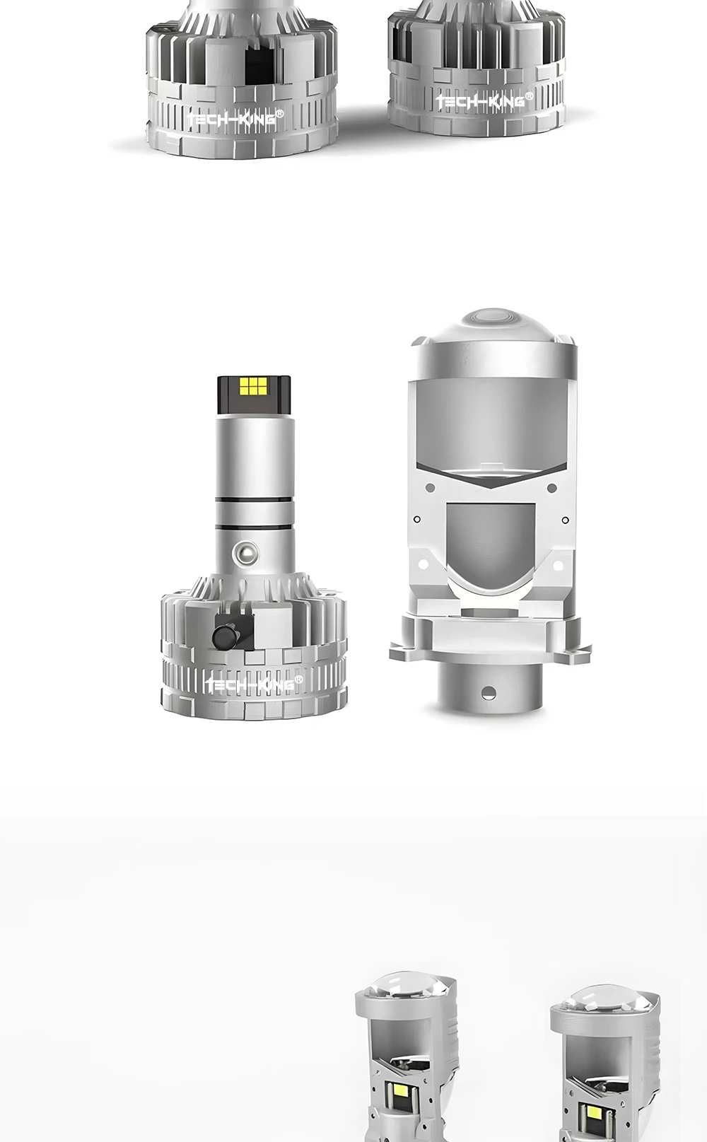 TECH-KING Super Factory Manufacture Bright Car Headlight High Beam Low Beam 160W H4 Mini Bi-led Projector Lens Led Headlight