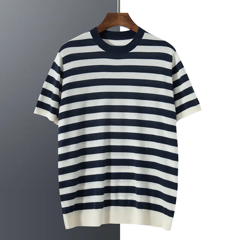High Quality 2026 Spring Summer New Men's Crewneck Short-sleeved Comfortable Loose Soft 100 Cashmere Sweater Shirt