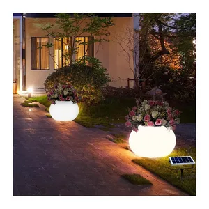 Solar Light-Up Flower Pots for Outdoor Garden Pathway Decoration