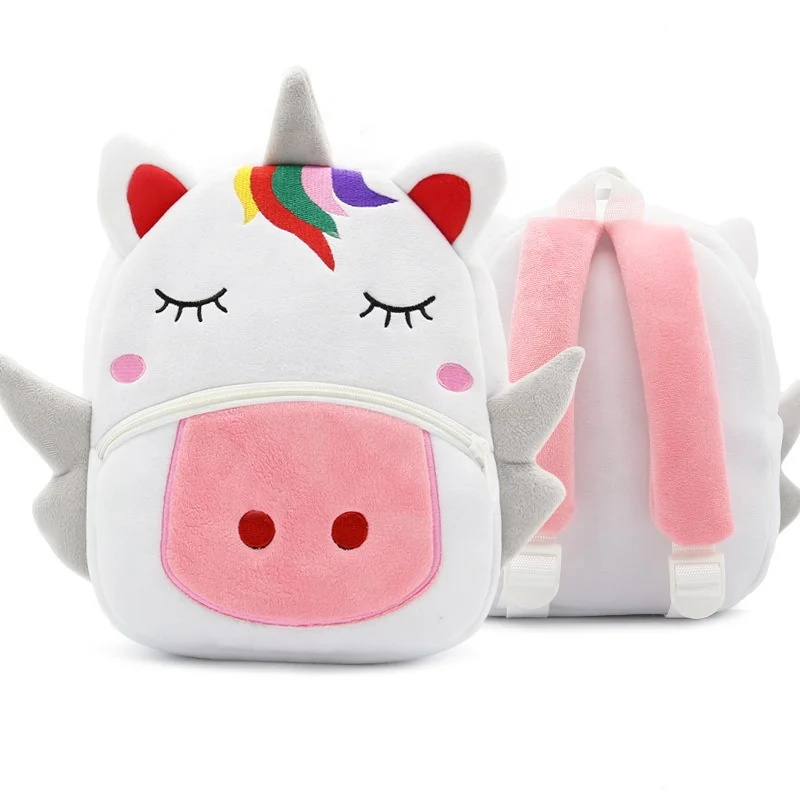 Small-sized Cute Unicorn Printing Cartoon Zoo Kid Animal Backpack Bags Kindergarten Children  Boys and Girls Plush School Bag