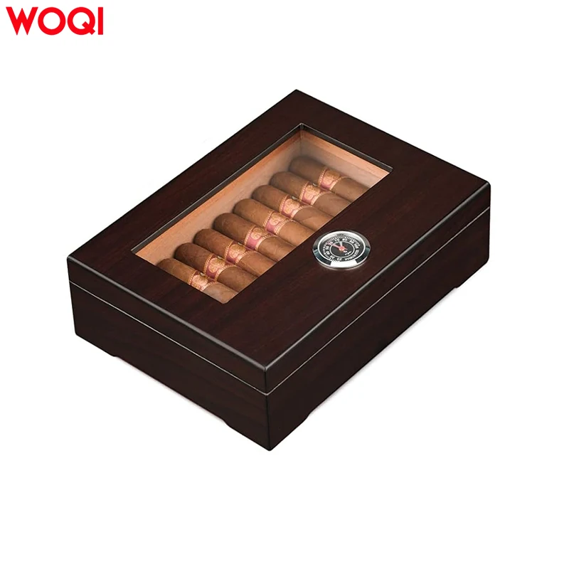WOQI Настольный сигарный хьюмидор кедровый деревянный ящик для хранения сигар хорошо герметичный дизайн с регулируемым разделителем