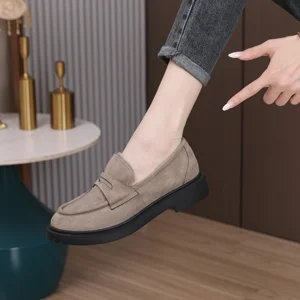 Autumn British Style Women's Low-Top Loafers New Large Size Small Sheepskin Shoes Cross-Border Slip-On Low-Heel Design