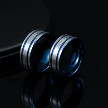 Tungsten Carbide Engagement Ring - Blue Plated - OEM Acceptable groove Slotting Men Jewelry Rings