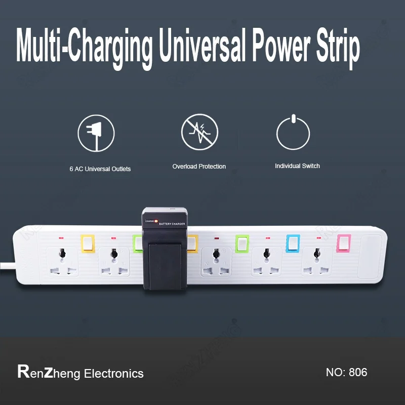 Alibaba.com: 6 outlets 110V-220V power strip with safety shutter and ...