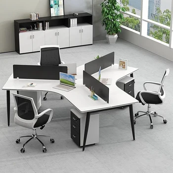 Triangle Office Furniture Modern Open Workstation 120 Degree Desk 3 ...