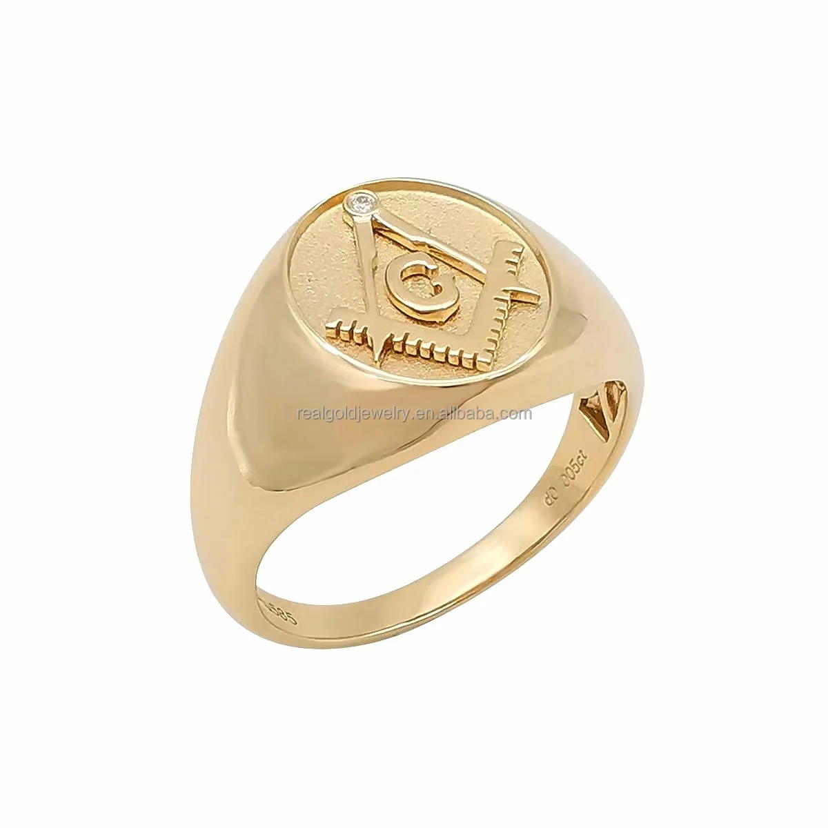 Customized 14k Real Gold Masonic Ring Classic Design Pure Gold Au585 ...