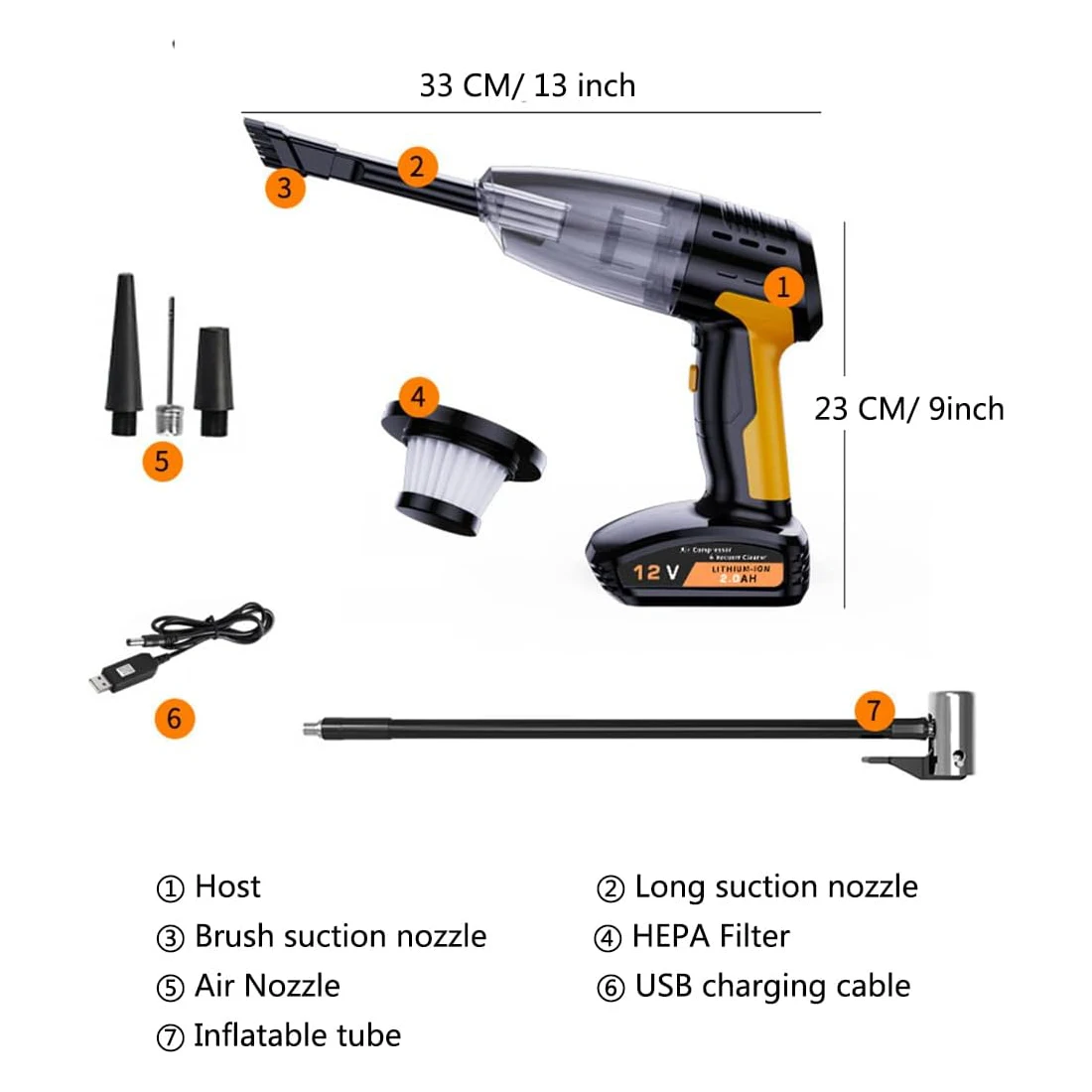 Беспроводной Автомобильный Пылесос Насос для шин воздушный компрессор с цифровым ЖК-дисплеем