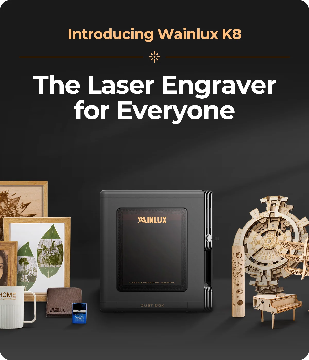 Wainlux K8 Desktop Mini Blue Laser Engraving Machine Ultimate Laser ...