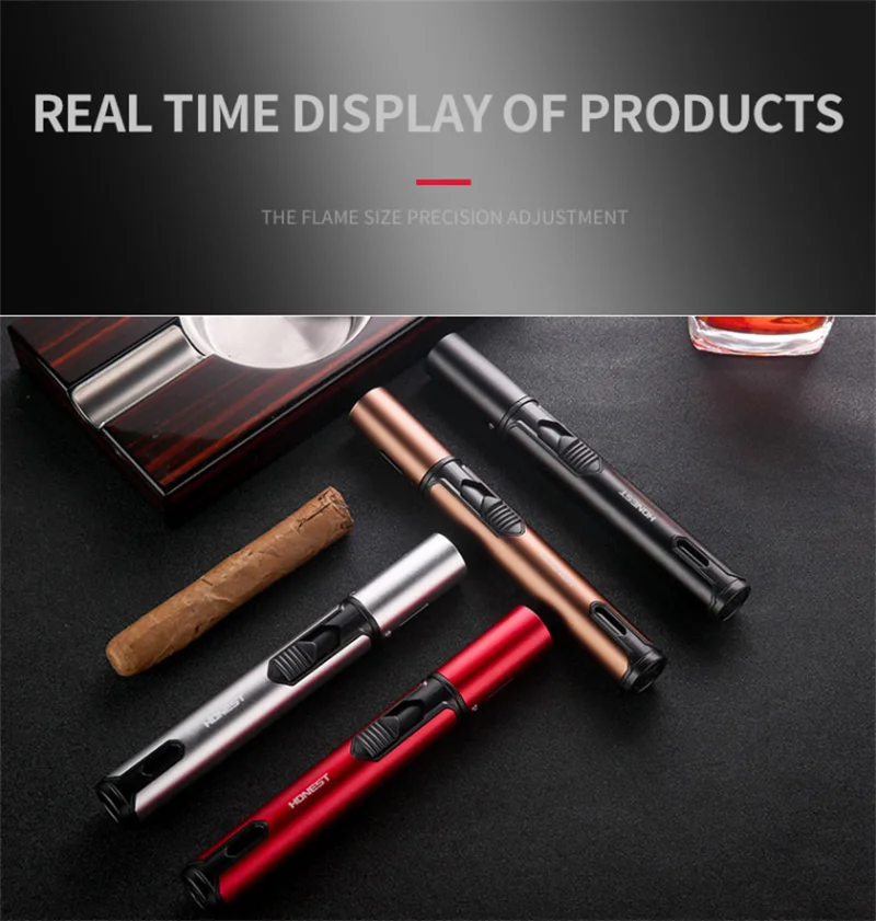 Torch Lighter With Fuel Level Window,6.0in Long Windproof Pen Lighter