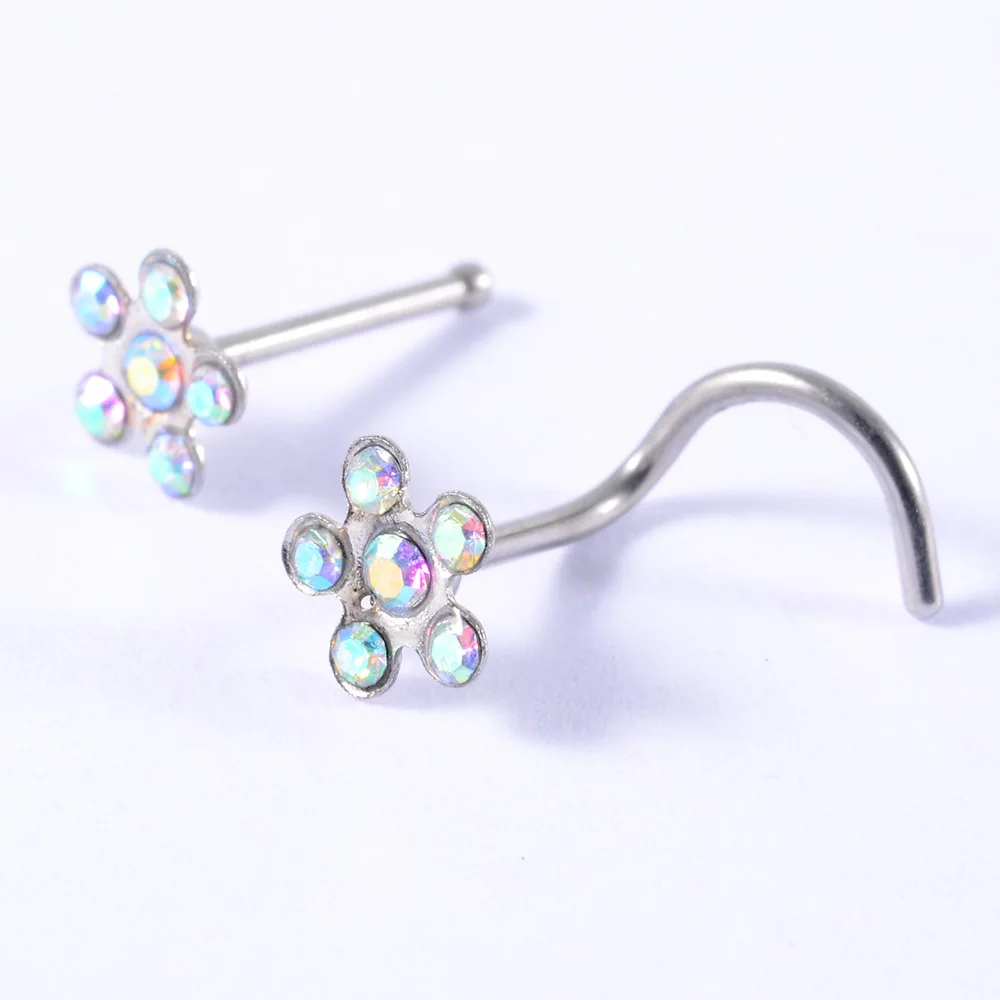 XJY Top Selling 316L Stainless Steel Studded Flower Nose Piercing