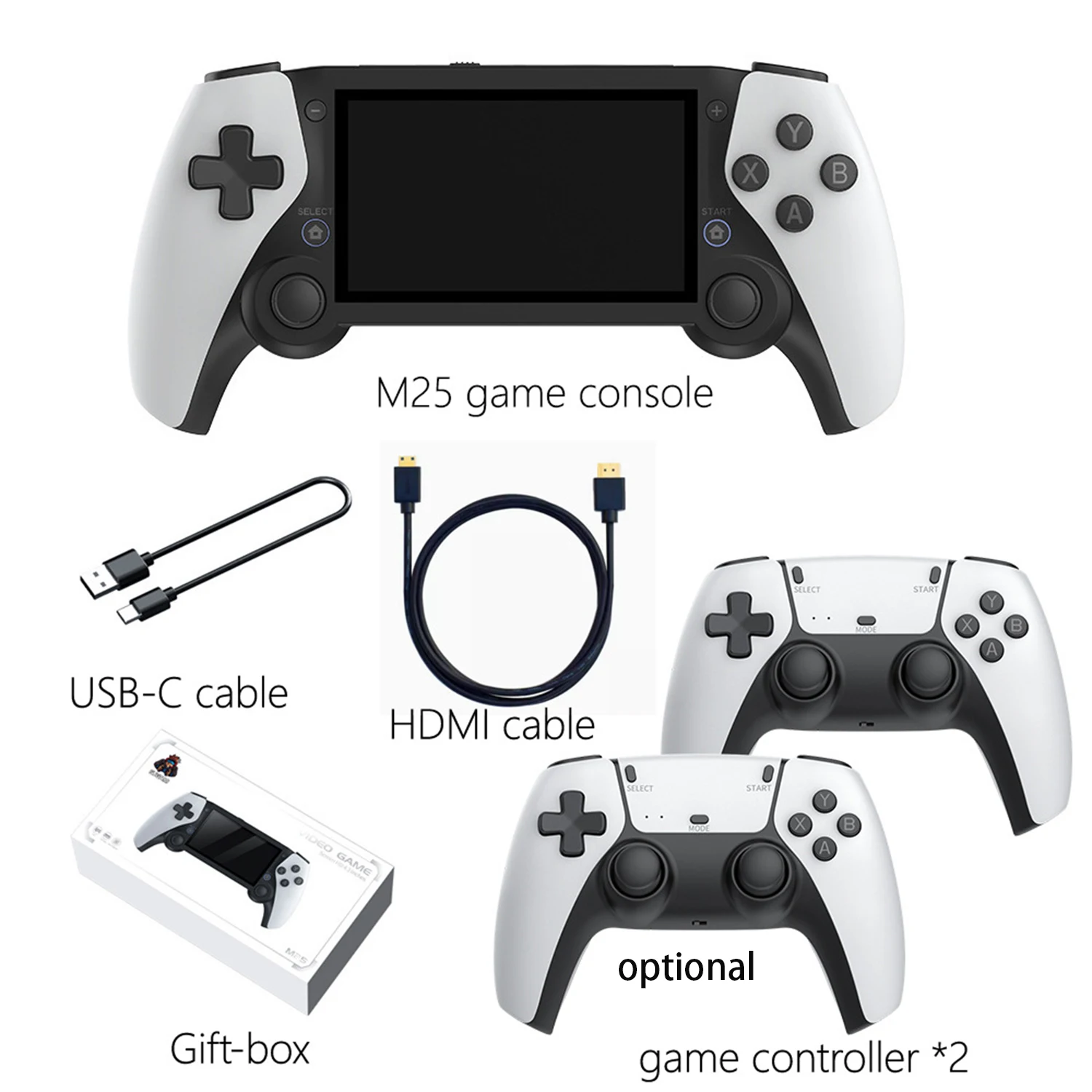M25 Handheld Game Console 4.3" IPS Screen Portable Video Game Player EmuELEC System 64GB 3D Classic Games Boy Gift