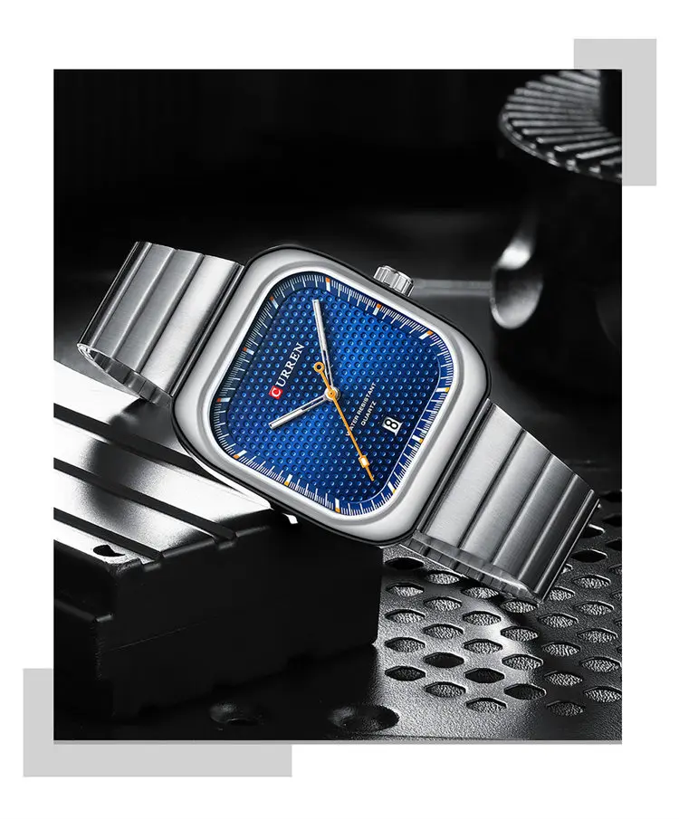 Curren 8460, оптовая продажа, производство, мужские часы, недорогие часы из нержавеющей стали с квадратным дисплеем даты, низкие часы moq, повседневные ручные часы