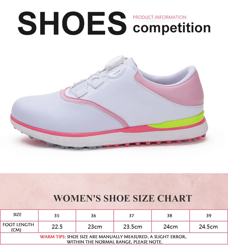 New golf shoes ladies waterproof shoes spin buckle laces spring and summer non-slip sports shoes