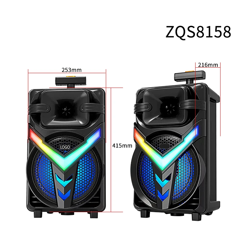 SING-E OEM ZQS8158 Card Portable Wireless Speaker 8 Inch BT 