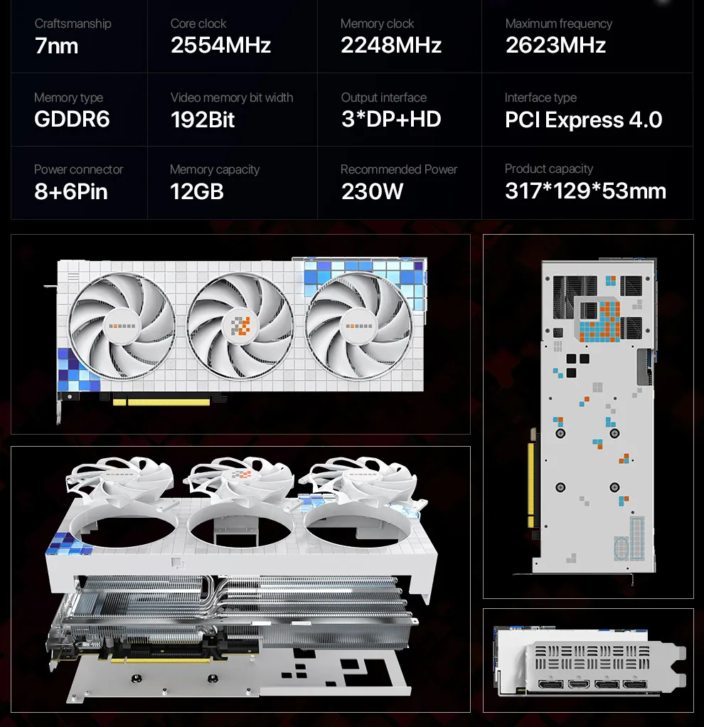 Peladn Original Amd Rx6650 Xt 128-bit Pc Graphics Card Gpu Rx6750 Xt Oc ...