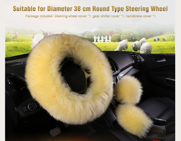 Gray DKIIGAME Steering Wheel Cover for Women,Cute Fluffy Universal 15 Inch Auto Steering Wheel Cover,Fuzzy Car Steering Wheel Protector 