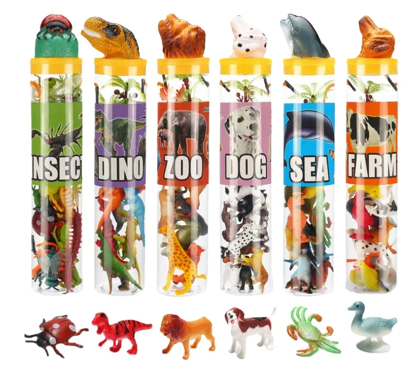 Animal Toy, Assorted Mini Dinosaur Insect Ocean Sea Animal Farm Animal Jungle Animal Dog Figure, Realistic Vinyl Plastic Zoo