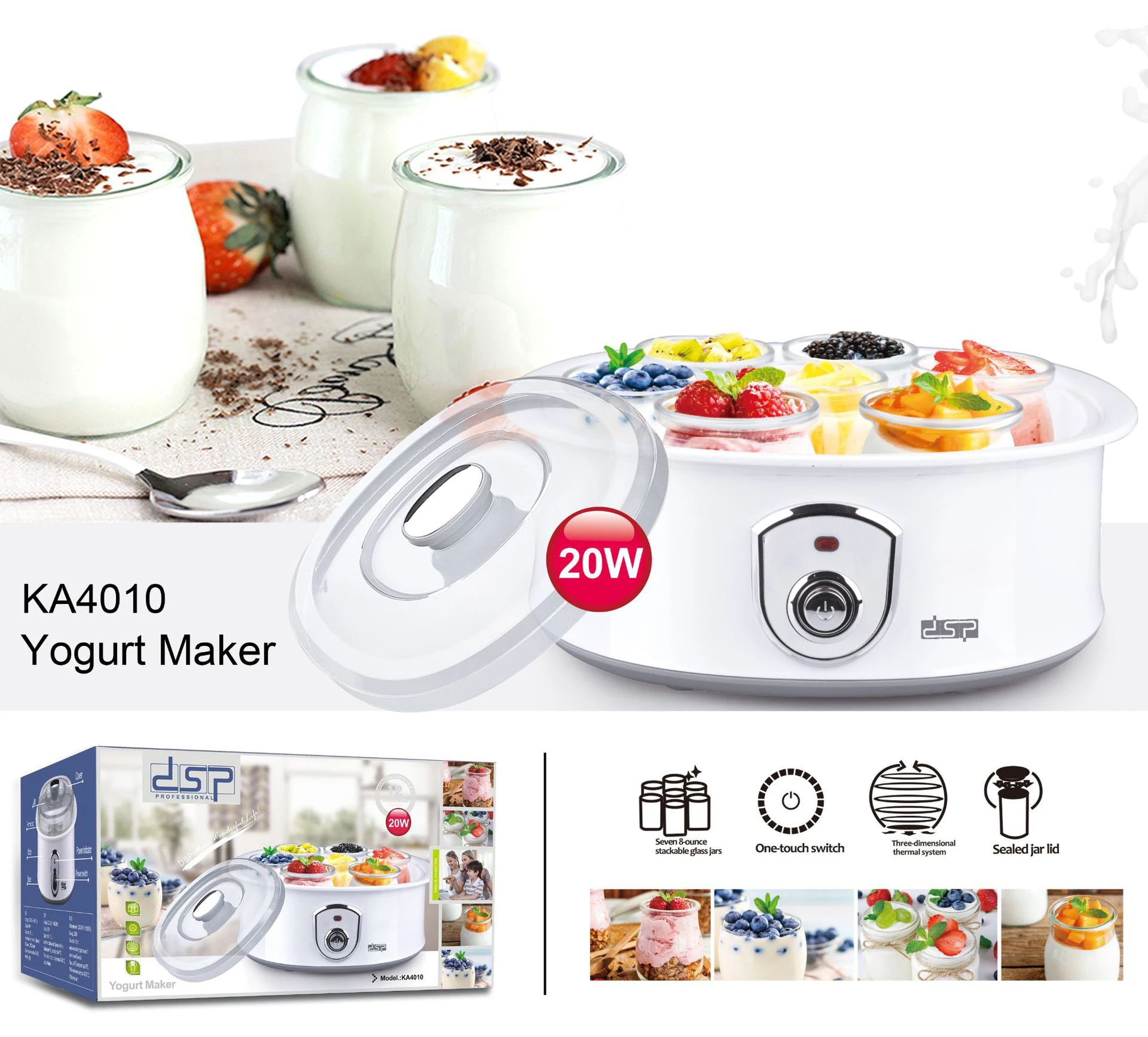 Home Kitchen Appliance Mini Yogurt Machine With LCD Display Adjustable Thermostat Automatic Electric Maker