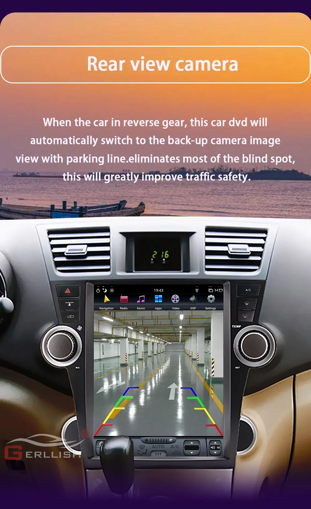 Tesla Style Android 12.1inch Car Dvd Player Gps Navigation For Toyota Highlander Kluger 2009