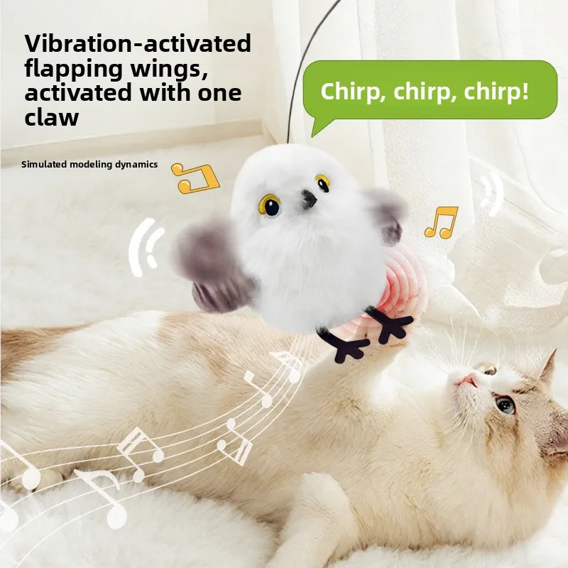 Automatic Interactive Bird Simulation Cat Toy With Sounding Realistic Chirping Flying Pet Exercise Boredom Relief New Factory_voghion.com