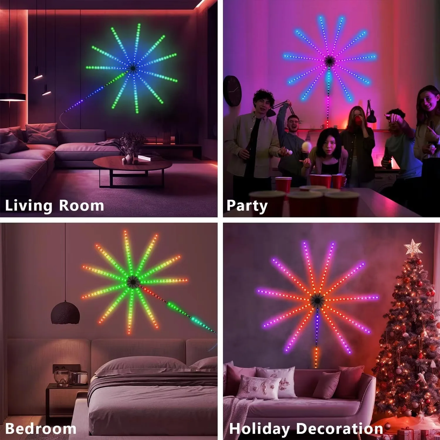 Flexible Intelligent LED Firework Lights Music-Enabled Remote Control for Christmas Parties Festivals Popular for Landscape