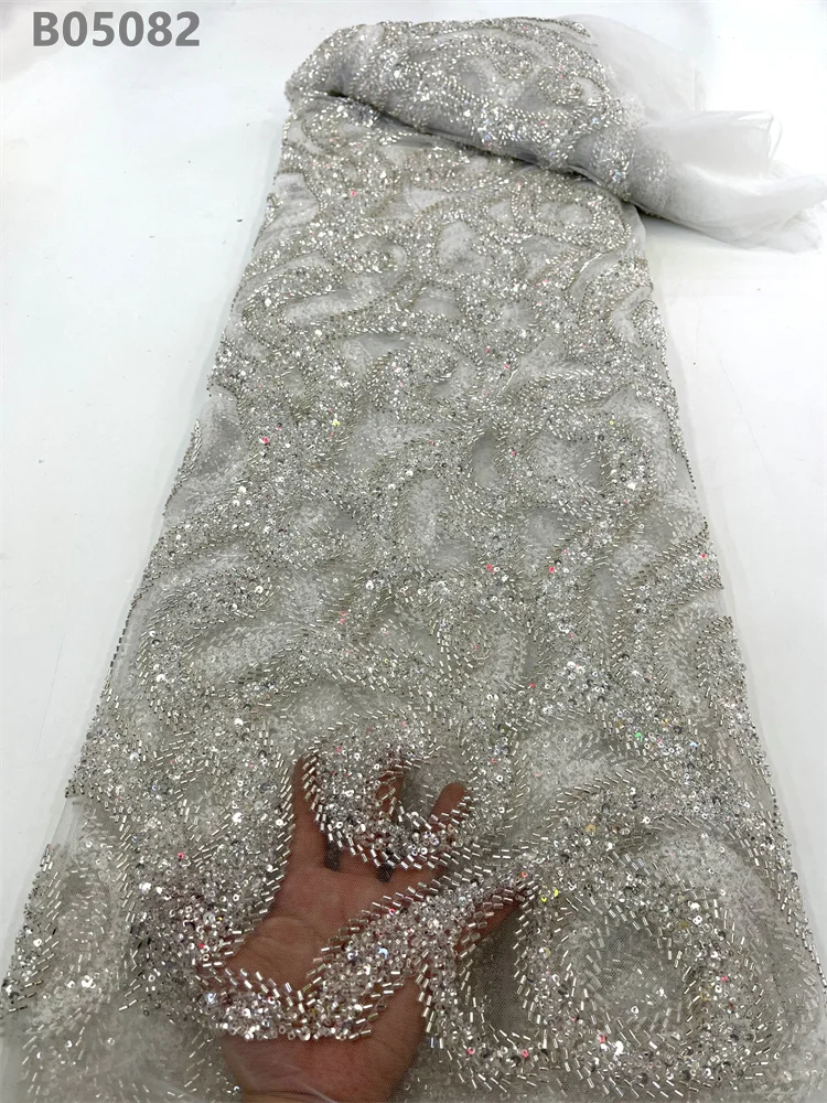 Pink Flower Embroidered Lace Fabric Beads Fabrics Embroidery Sequin