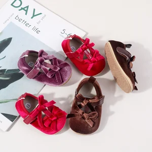 New Arrival Beautiful Solid Simple Princess Newborn Baby Girls Shoes