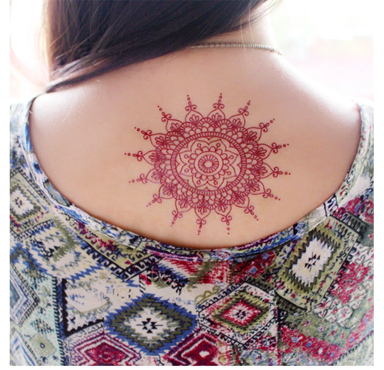 Custom Sexy Beauty Design Red Arabic Henna Body Tattoo Sticker Lace Temporary Sticker