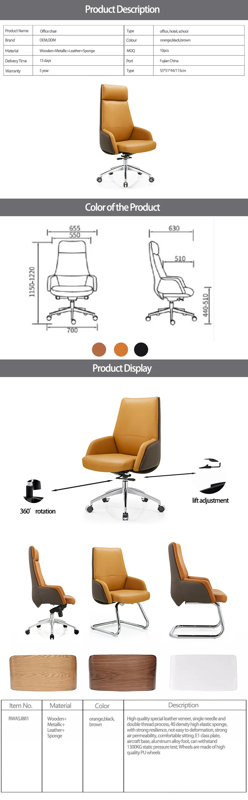 Comfortable executive swivel wheels leather mesh furniture black rolling ergonomic office chair furniture sillas