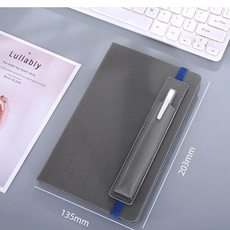 Hot sale pu leather journal notebook with pen bag handmade a5 notebook custom planner agenda