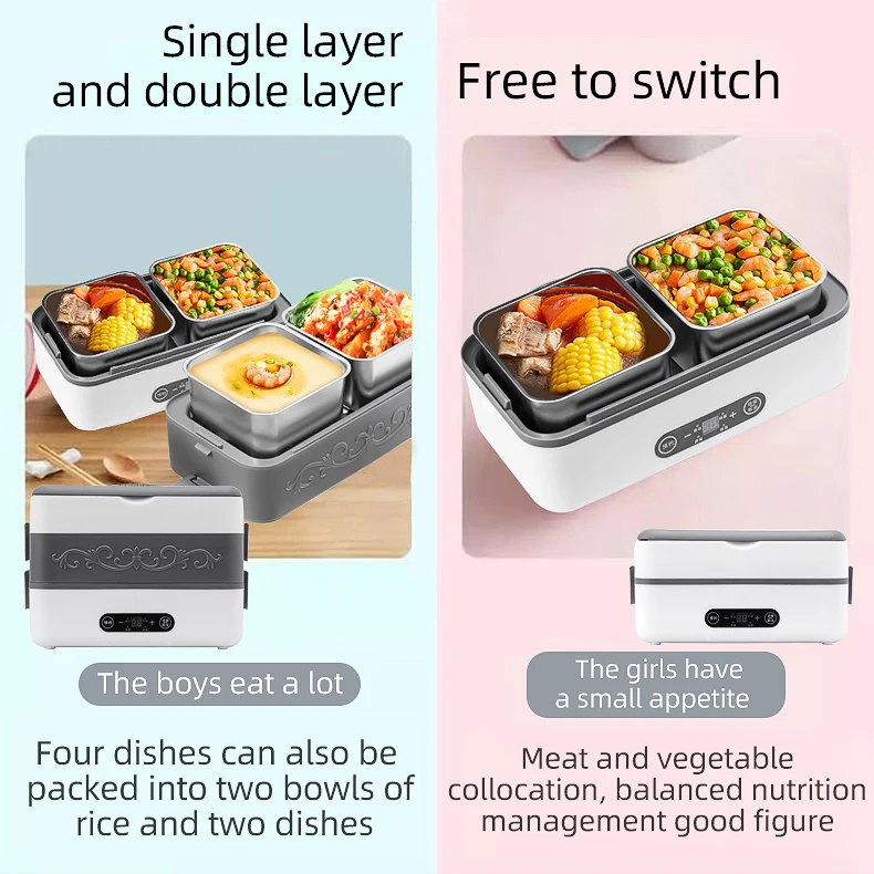 Large Size 4L Smart Cooking Silent 304 Stainless Steel Inner Liner Ptc Heating element for Electric Lunch Box