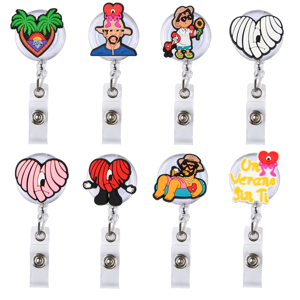 Custom Design Black Plain Sublimation Blank Medical Nurse Retractable Clip Key Holder Id Card Badge Reel Holder