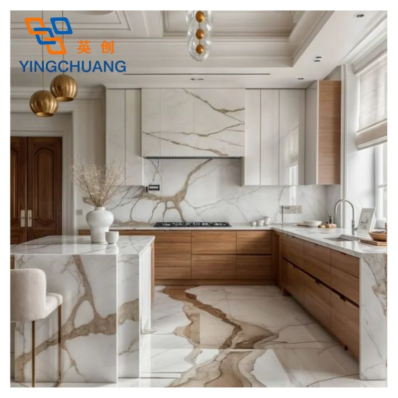 Yingchuang Modern Design UV Coated PVC Wall Sheet Waterproof Marble Panels for Decorated Wall