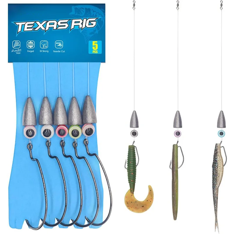 Texas-rigs for Bass Fishing Leaders with Weights Hooks