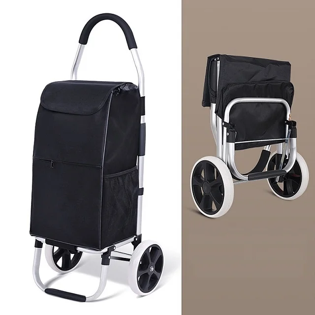Multi Functional Shopping Trolleys Aluminum Frame Lightweight Wear Resistant for Portable Shopping Push Cart