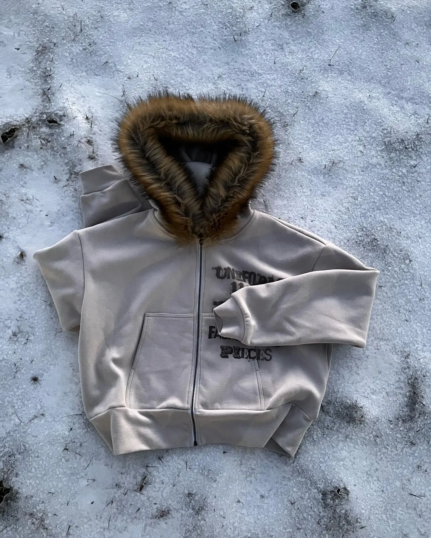 Customized Winter Fleece 500GSM Heavy Cotton Thick Oversized French Terry Zip up Dtg Screen Printing Faux Fur Hood Hoodies Men gallery 7