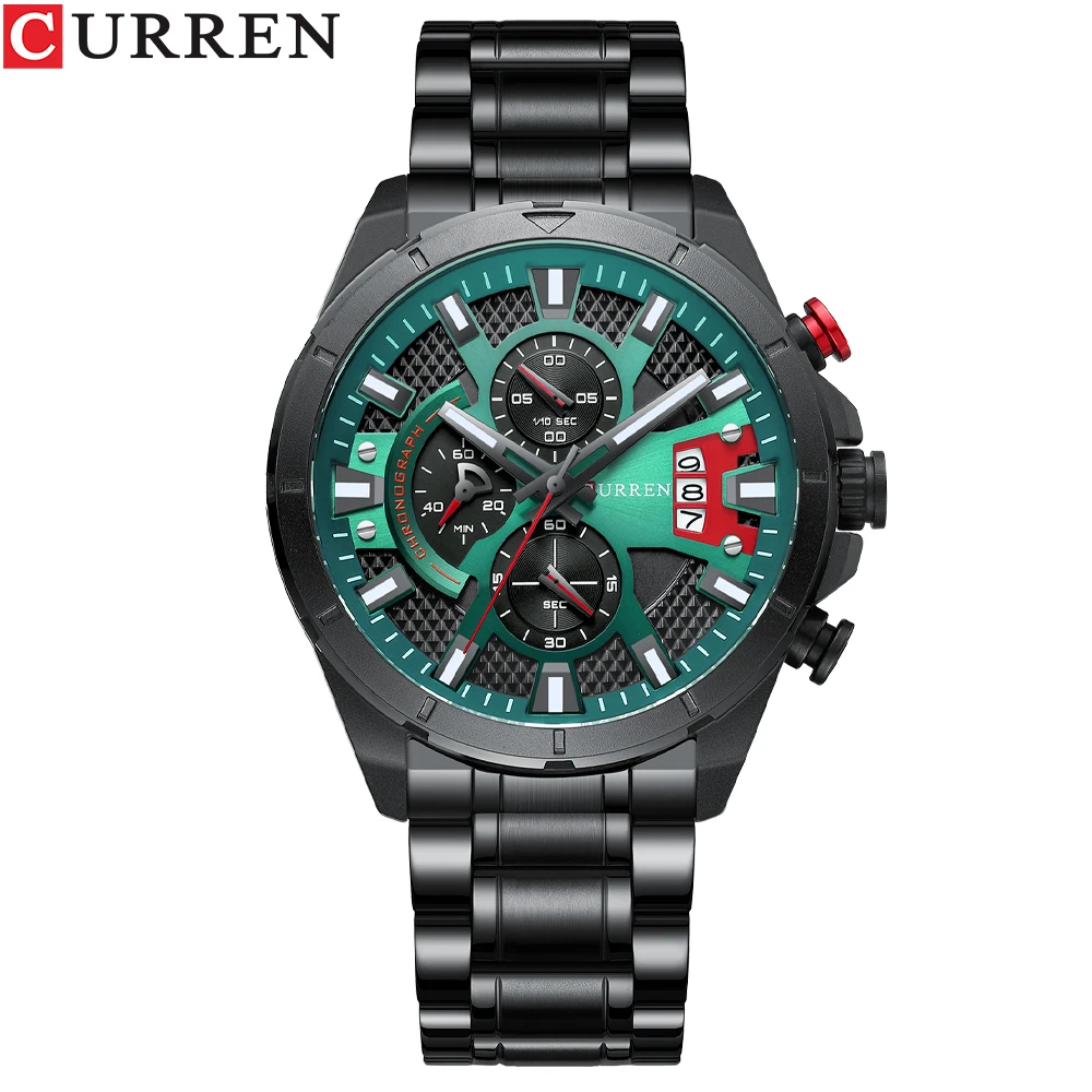 CURREN Quartz Watches 8401 Luxury Customize Logo Wristwatches Men Casual Luminous Watch Stainless Steel Band Chronograph Clock
