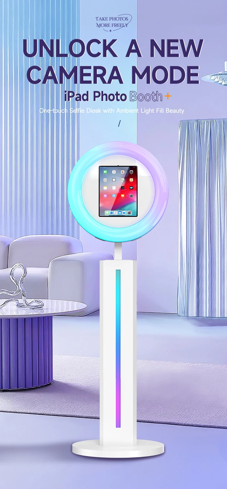 Brand New Custom Design Fast Delivery Support Ipad Pro 12.9 Photo Booth Lcd Ipad Selfie Photo