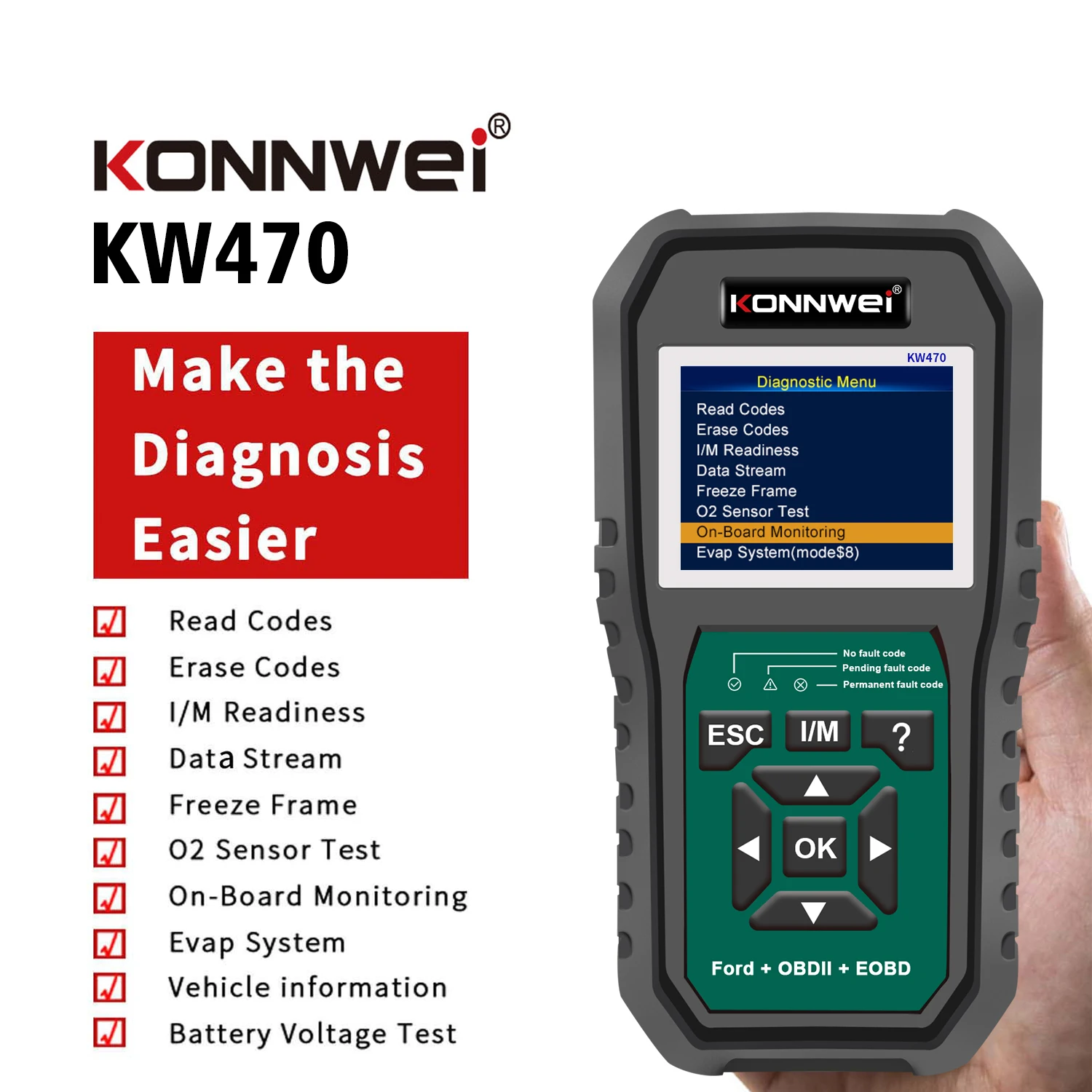 D-Lumina Scanner OBD2 EOBD – Diagnostica Auto Per Tutti I Veicoli, Lettura Codici E Batteria