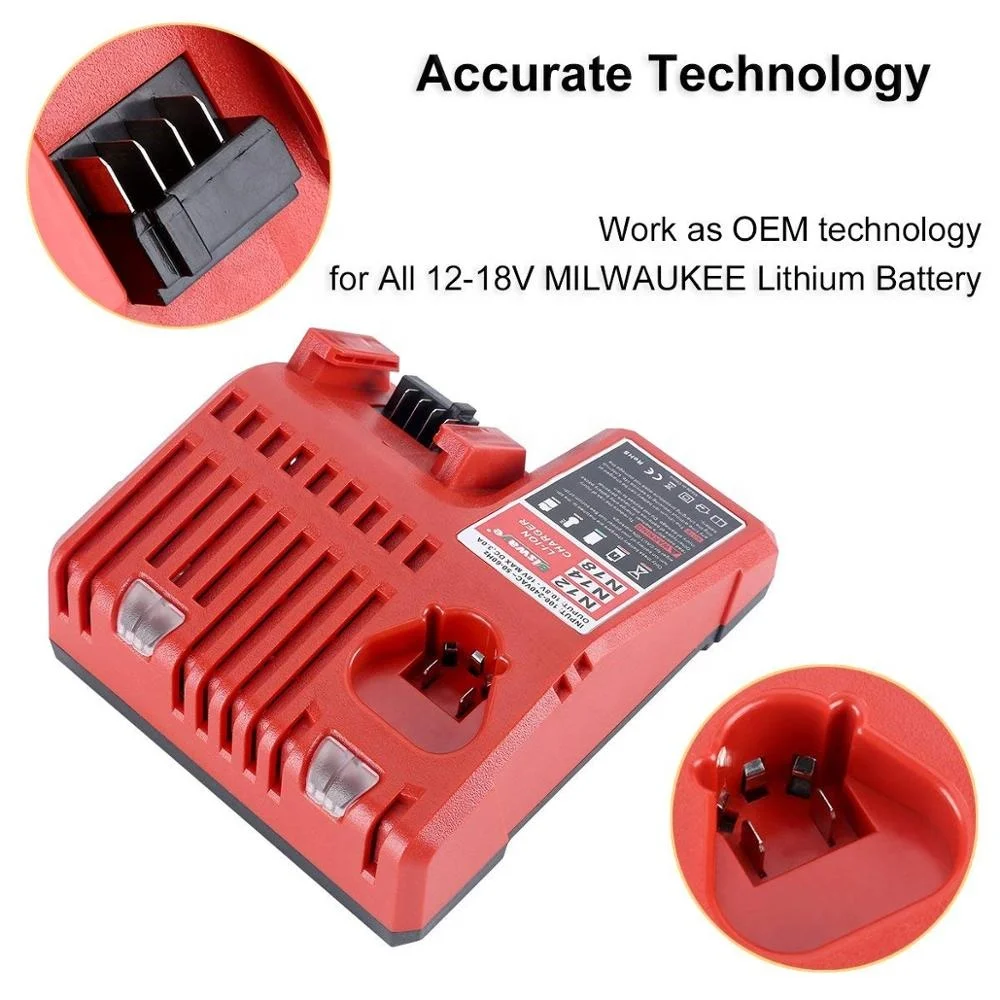 
Зарядное устройство 48-59-1812 подходит для литиевых батарей 12-18 в Milwaukee M12 M14 M18 48-11-2420 48-11-1850 48-11-2401 