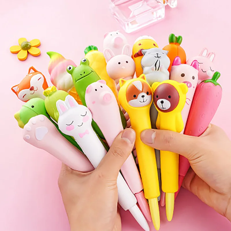 Wholesale Cute Gel Ink Pens Decompression Pens 0.5mm Funny Cartoon School  Kids Student Pinch Vent Pen From m.