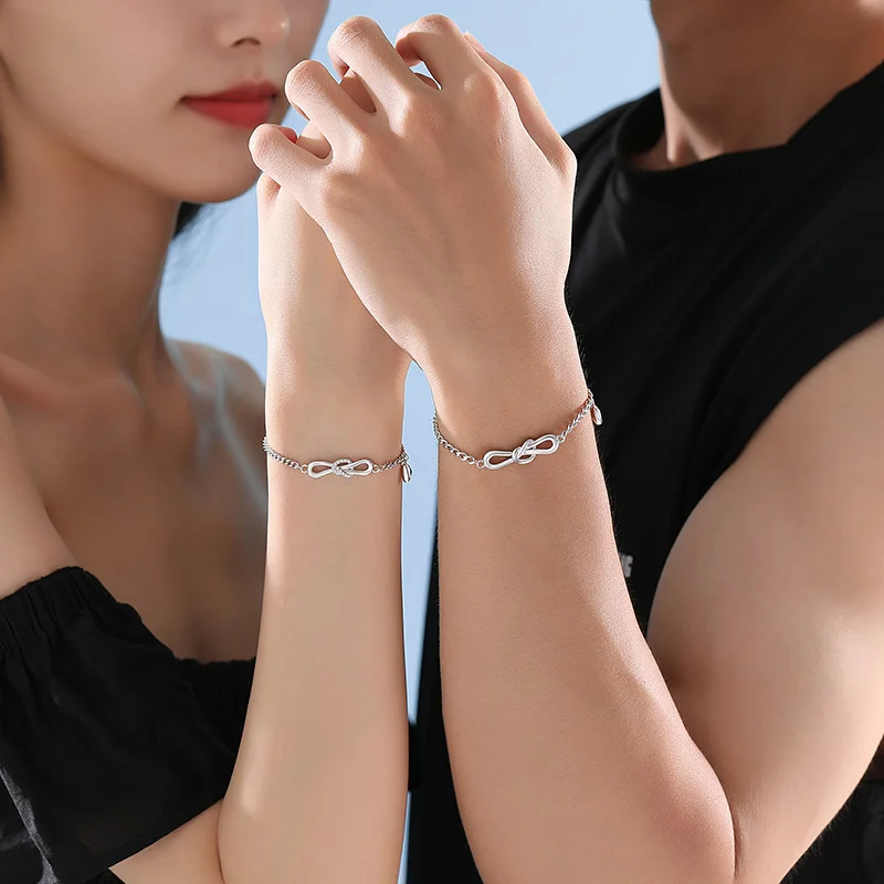 925 Silver Sterling Silver Couple Bracelets VANA Bow Infinite 925